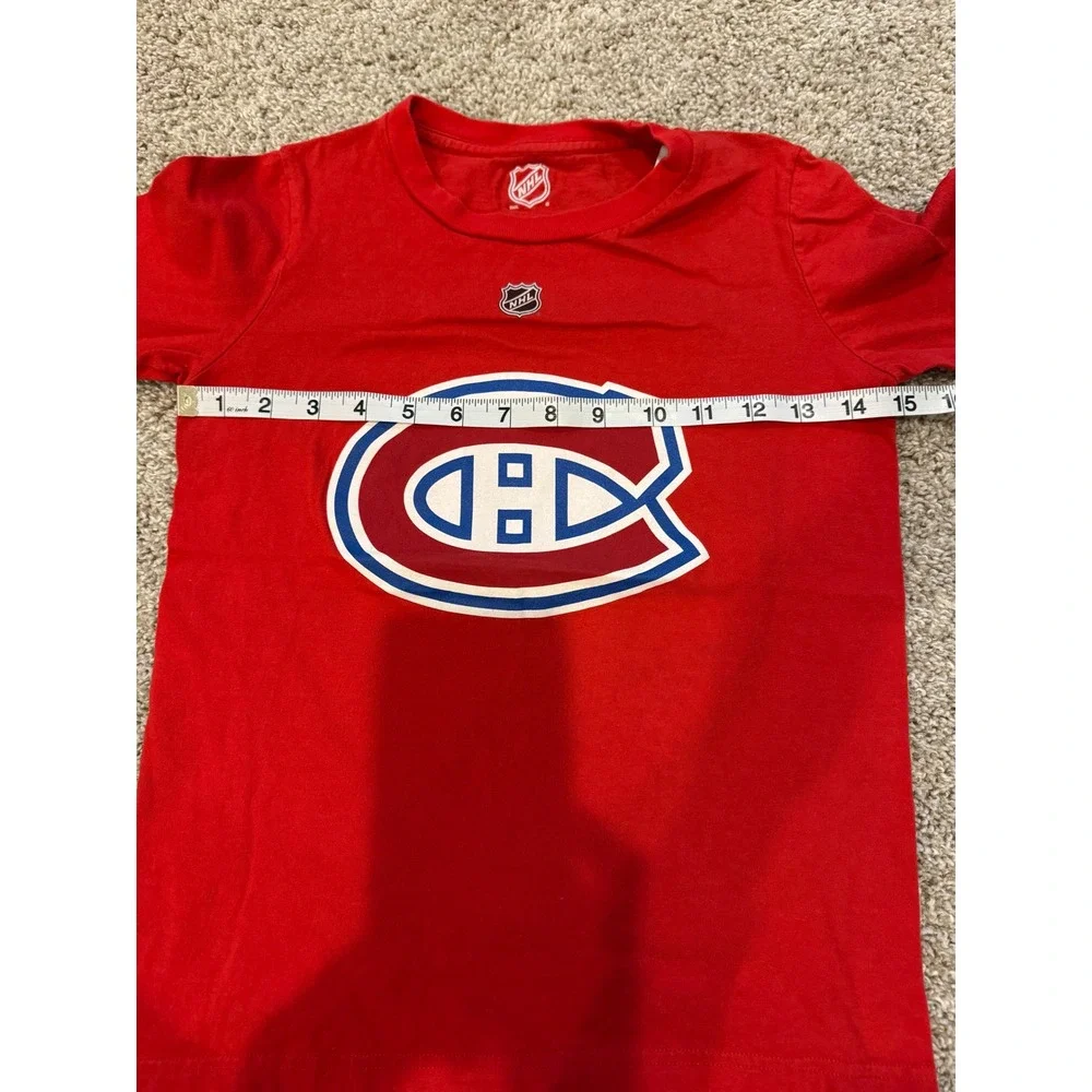 NHL Kids Les Canadiens Caufield Cotton Short Sleeve Tee Size S Red Blue Hockey